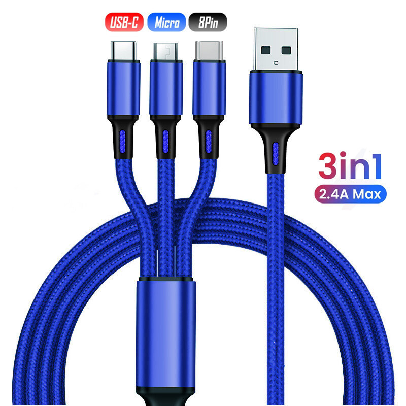 3 in 1 Fast USB Charging Cable Universal Multi Function Cell Phone Charger Cord gallery