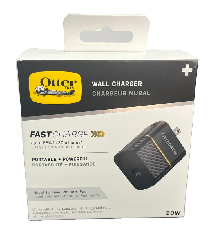 OtterBox USB-C Fast Charge Wall Charger 20W – Black- For IPhone & Samsung New