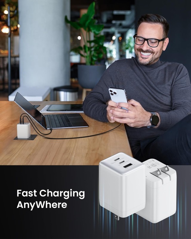 wegear 100W USB C Wall Charger, 3-Port PPS PD 3.0 Compact Foldable Wall Charg... gallery