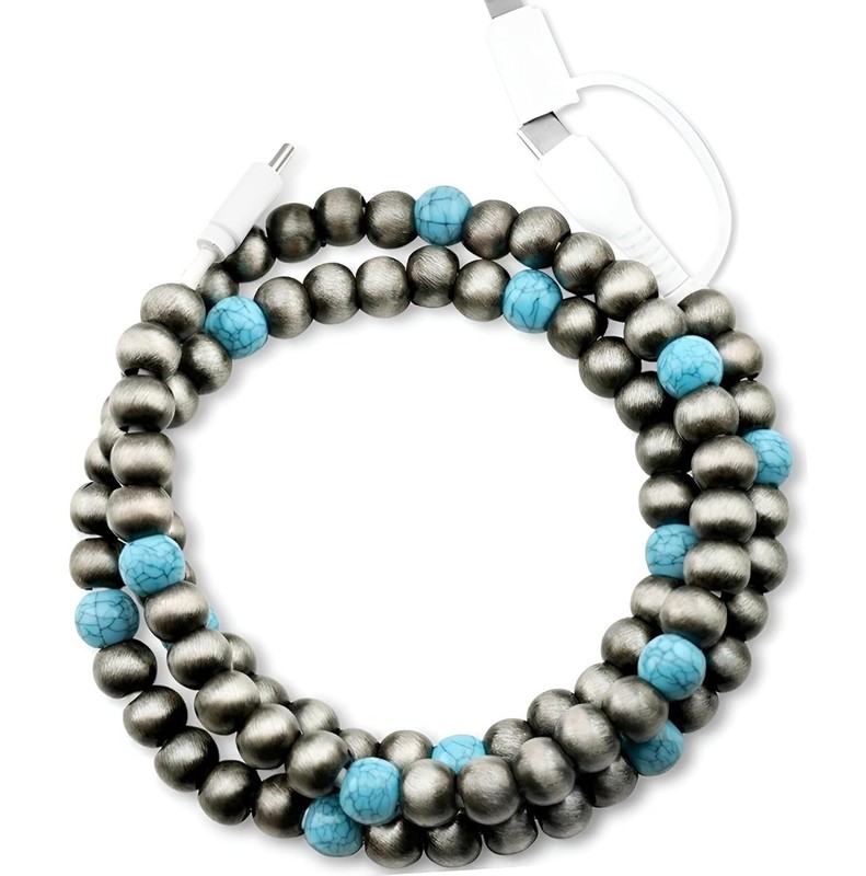 Beaded USB Charging Cable 2-in-1 USB C Charcoal 3.3ft gallery