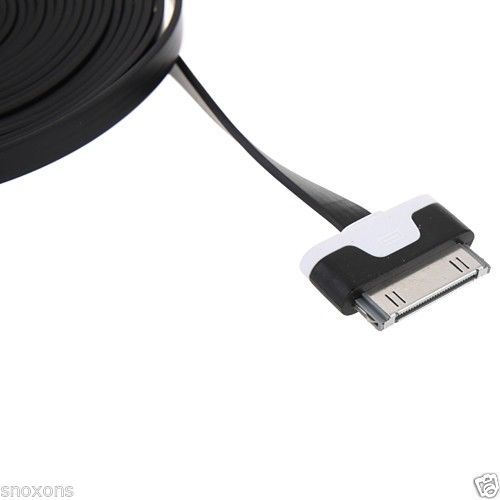 iPhone 4 Flat USB Colour Cable Charger Black BUY 1 GET 1 FREE! gallery