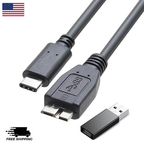 2 IN 1 External Hard Drive Cable 1.6Ft,Super Speed Micro B 3.0 to USB C/A Cable
