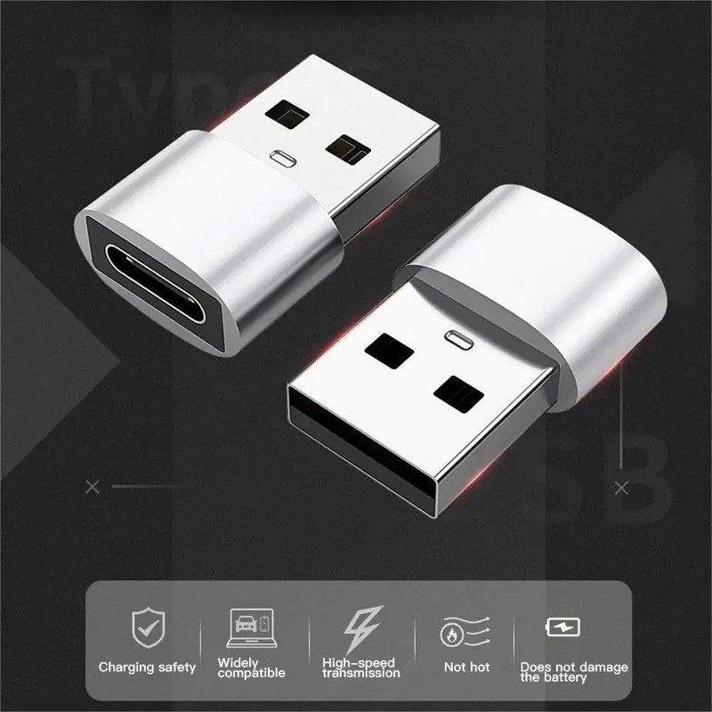 4 PACK USB to USB C Adapter Type-C Female to A Male OTG Converter Car Charger gallery