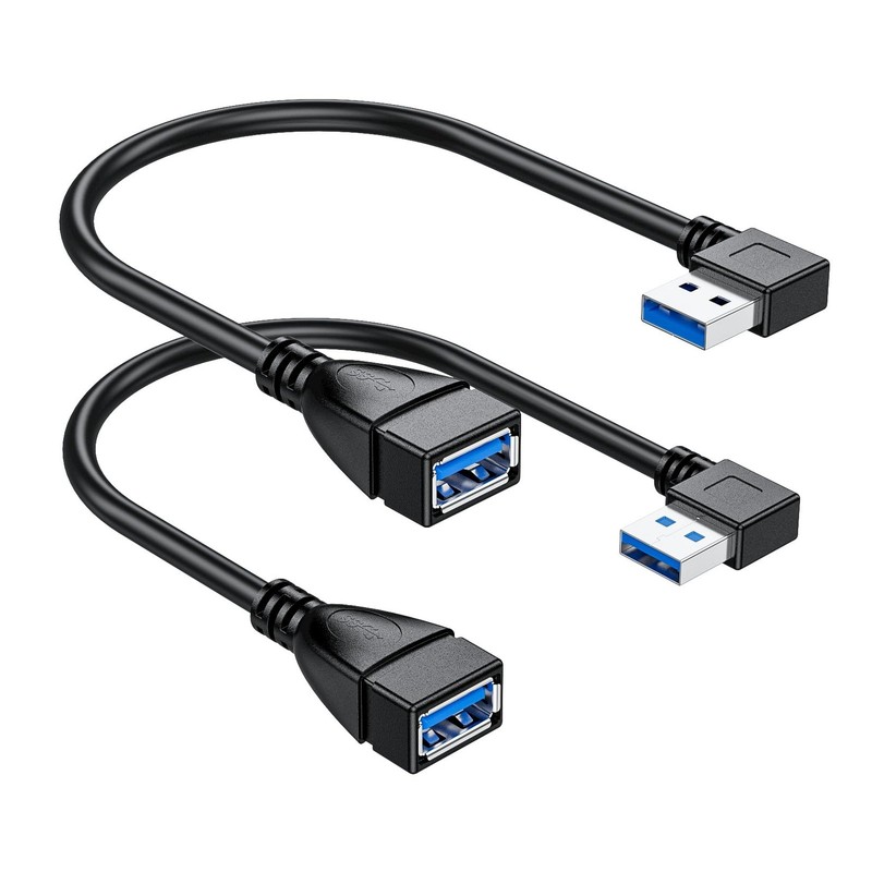 CHECK_VARIANT 2 PCS 25CM/10in Flat Right Left Angle USB 3.0 Extension Cord gallery