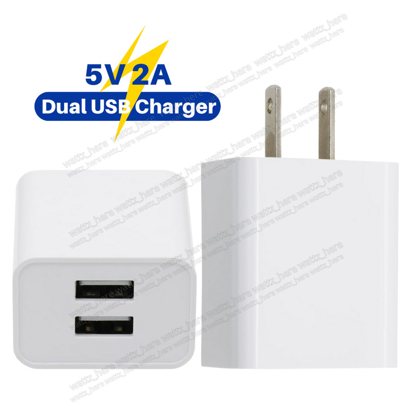 USB Double Wall Fast Charger Adapter Dual 2A 5V For i-Phone 11 XR Samsung USB-A
