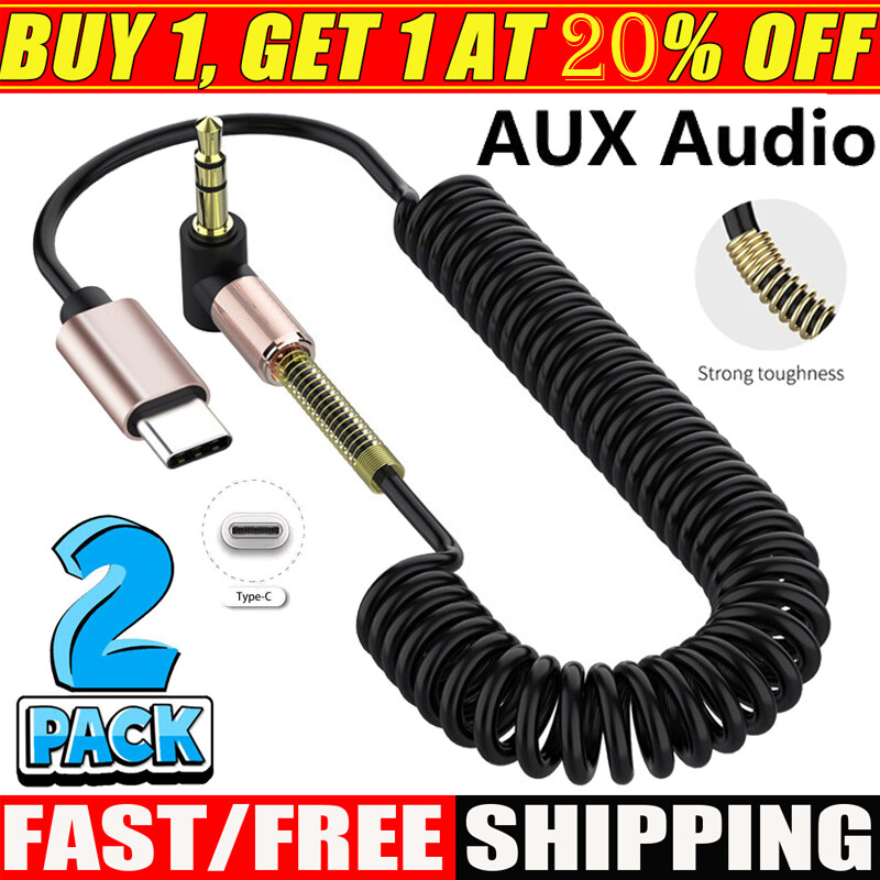 2X For iPhone 16 15Pro Max/Plus – USB-C to 3.5mm Aux Cable Audio Cord Car Stereo