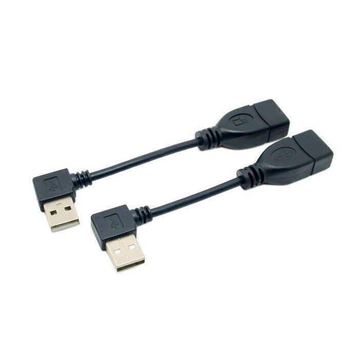 2pcs 90 Degree Left & Right Angled USB 2.0 A Male to USB Female Extension Cable
