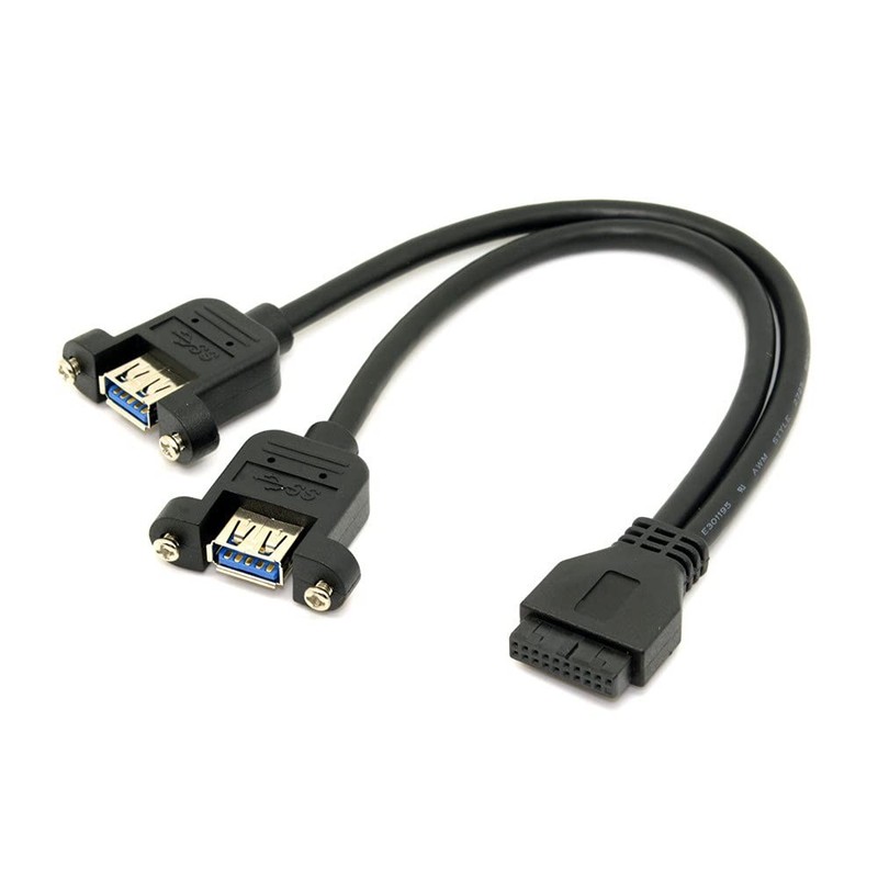 USB 3.0 Dual Ports A Female Screw Mount Type Motherboard 20pin Header Cable gallery