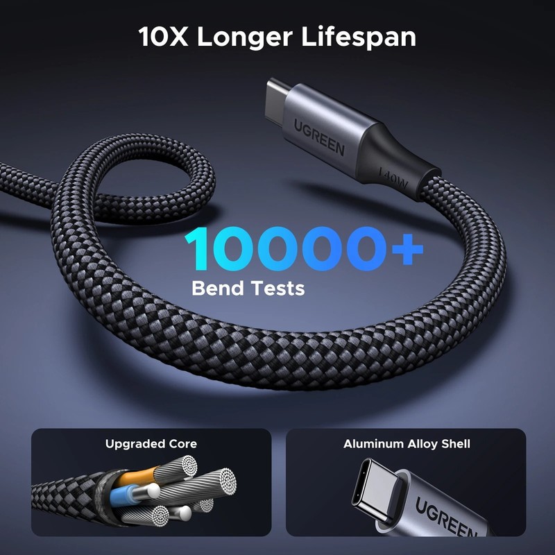 UGREEN 140W Type C To USB C Cable 2-in-1 PD3.1 Fast Charging For iPhone Laptop gallery