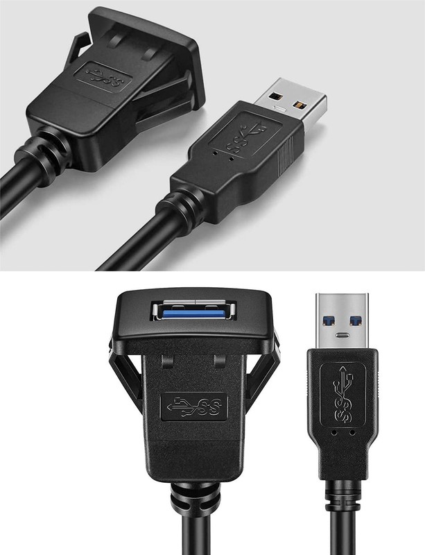 1M USB 3.0 Square Flush Mount Extension Panel Cable For Car Boat 3 Ft Pot gallery