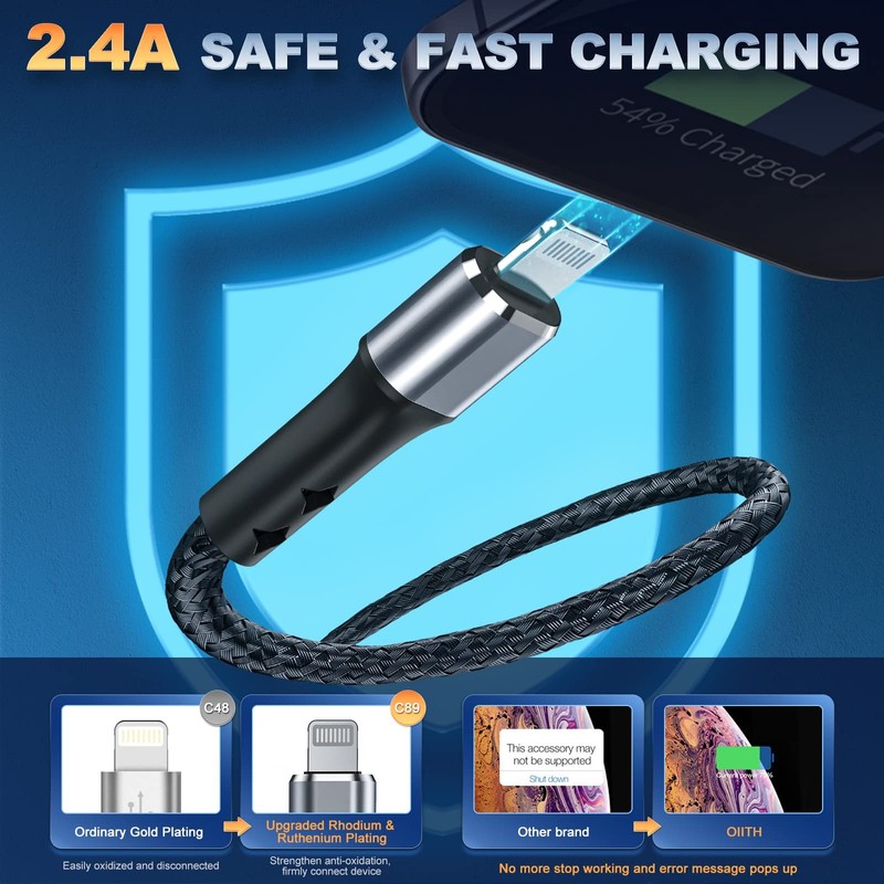 (2-Pack) iPhone Charger 3Ft for Apple MFi Certified, Strong Nylon Braided Lig... gallery