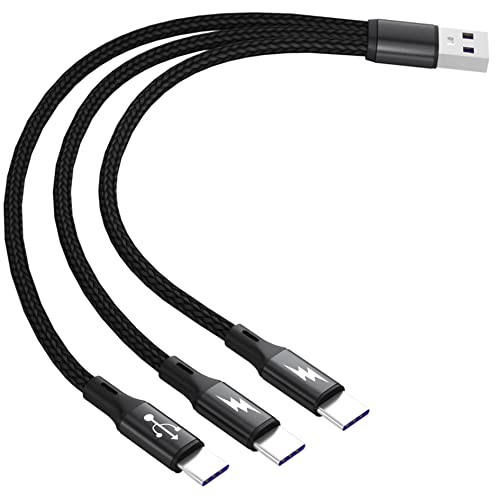 USB C Splitter Cable,USB A Male to 3 Type-C Male Charge Cable,3 in 1 Nylon