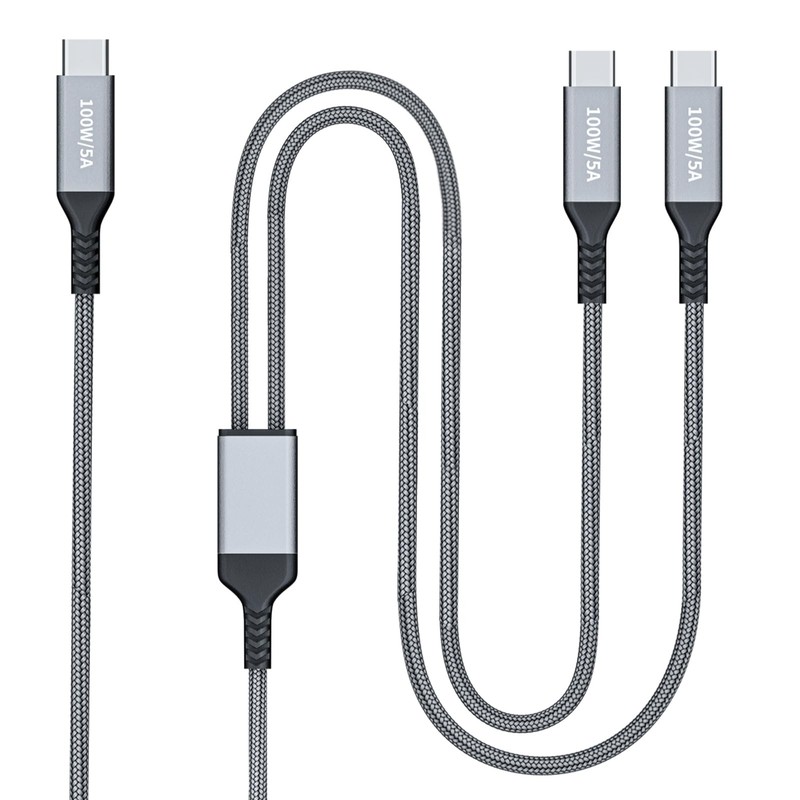 100W 2-in-1 USB-Cable 4FT, Dual USB 5A Fast Charging, Splitter Multi USB Char...