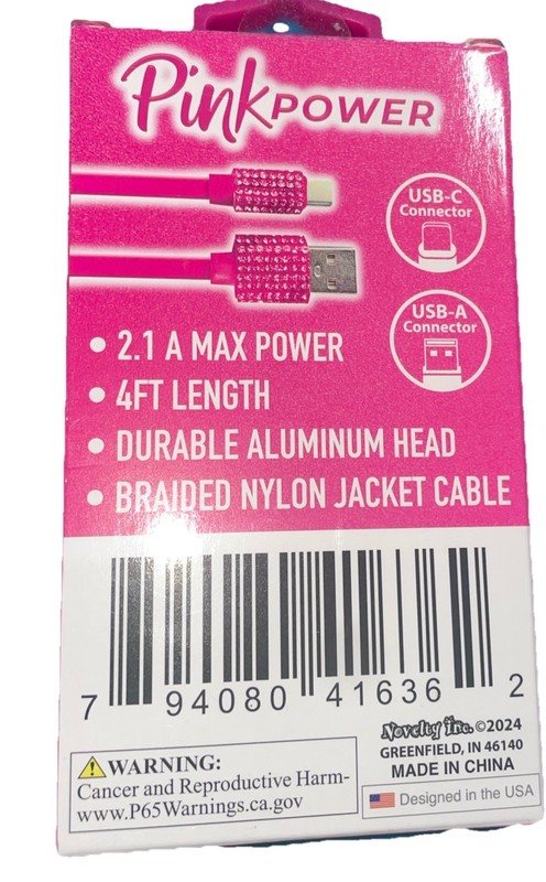 PinkPower USB-C Charging Cable 4ft Sync & Charge Braided Nylon 2.1A Durable Pink gallery