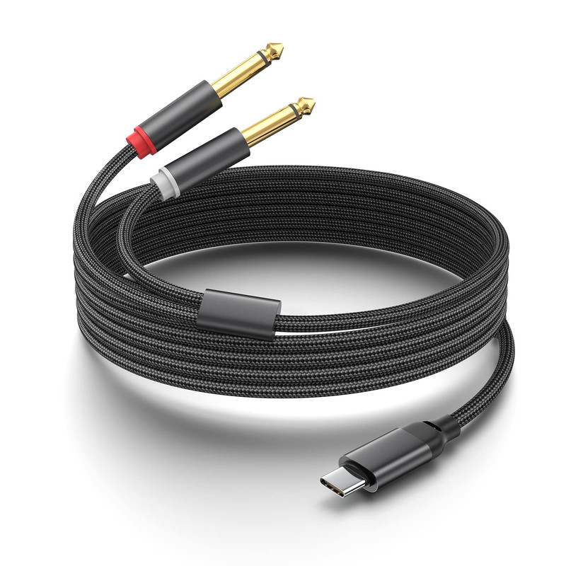 (3.3 Feet) USB C to Dual 6.35Mm 1/4 Inch Stereo Splitter Y Cable, USB Type C to gallery
