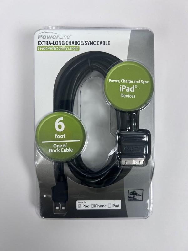 *NEW* PowerLine EXTRA-LONG USB CHARGE/SYNC CABLE, For iPod, iPhone, iPad, 6 foot