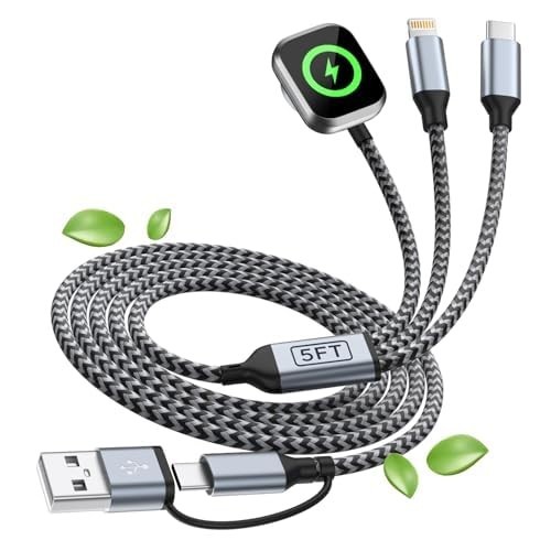 5FT 3-in-2 USB A/C Multi Charging Cable for iPhone, Watch, and Android Devices gallery