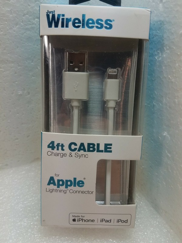 Just Wireless ~4 Ft Cable ~Charge & Sync ~Made For IPhone / IPad / IPod