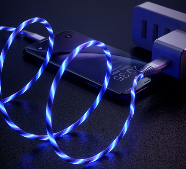 1M LED Flowing Light Up USB Charging Cable For iPhone 14 13 12 Pro Samsung S22 gallery