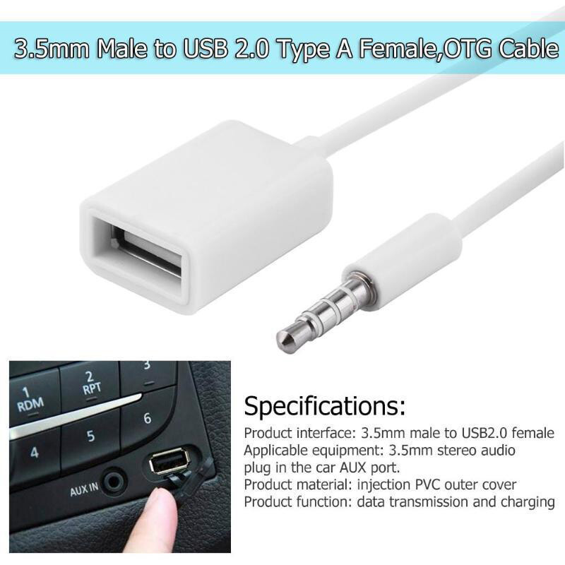 USB 2.0 Type A to 3.5mm Audio Jack Aux Adapter Cable For Car OTG gallery