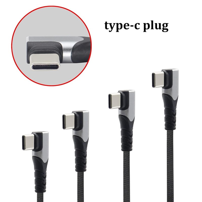 Nylon-Braided USB C Cable - 3.1A Fast Charge, 90° Angle, Black 2-Pack gallery
