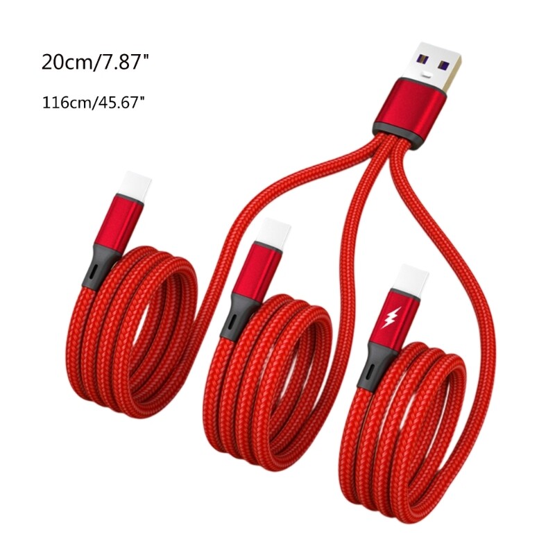 to Three Nylon Braided Data Cable 5A Super Fast-charging Cord Extension Wire gallery