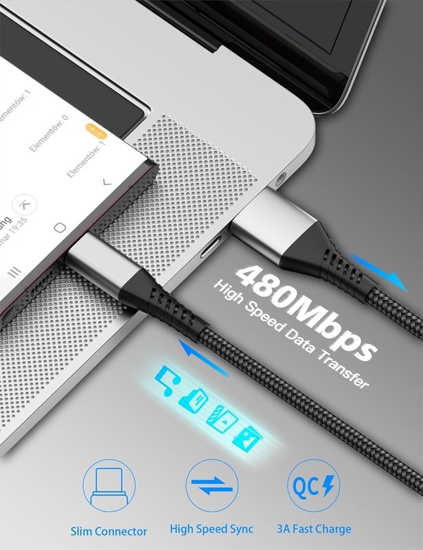 USB to USB C Cable 2ft, 2 Pack Braided USB Type C Cable Fast Charging Cord, 2ft gallery
