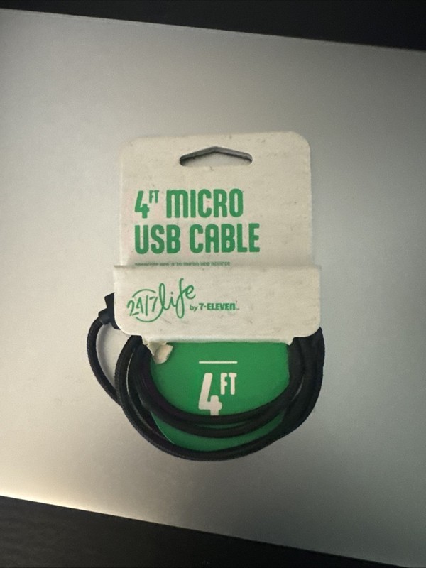 24/7 Life By 7-Eleven USB-A to Micro-USB Cable Braided Black 4’ 161032