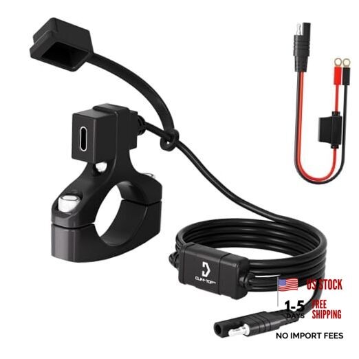 Waterproof Motorcycle USB Charger, 18W PD USB-C Fast Charging, SAE to Vertical