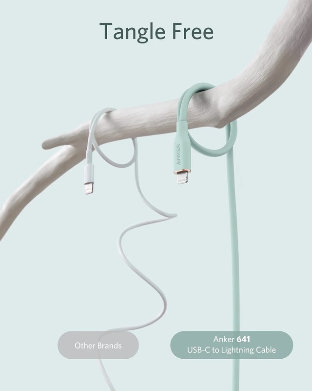 Anker 641 USB-C to Lightning Cable Green MFi Certified (6ft, Flow, Silicone) gallery