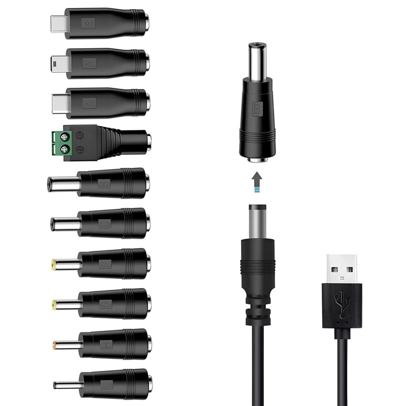 Universal Charger Power Cable, 5V USB to DC 5.5×2.1mm,with 10 3.3FT, Black