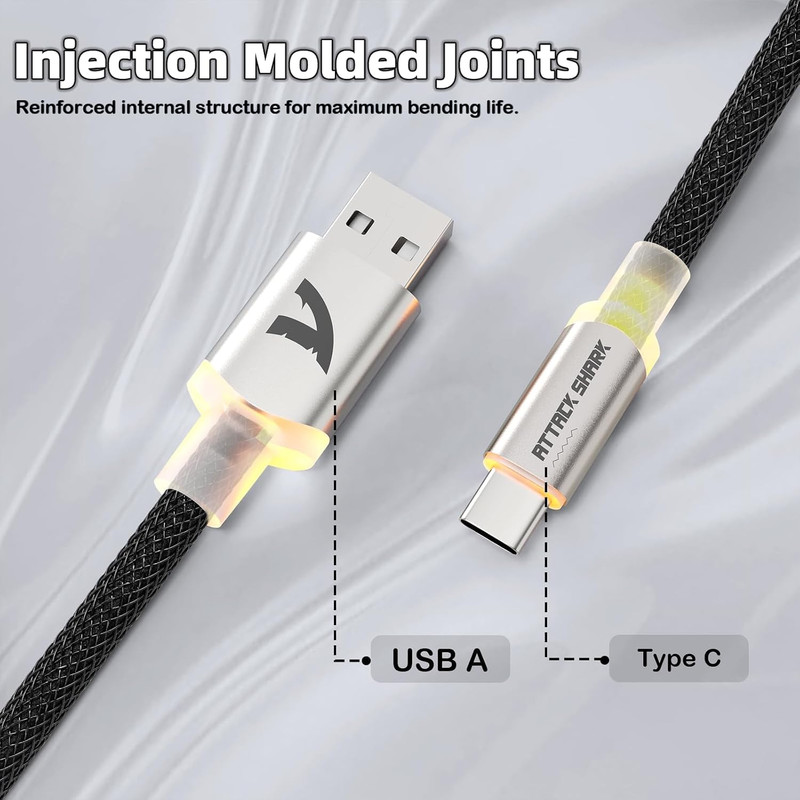 Coiled Keyboard Cable USB C to USB A for 8K Magnetic Switch Keyboards Double gallery