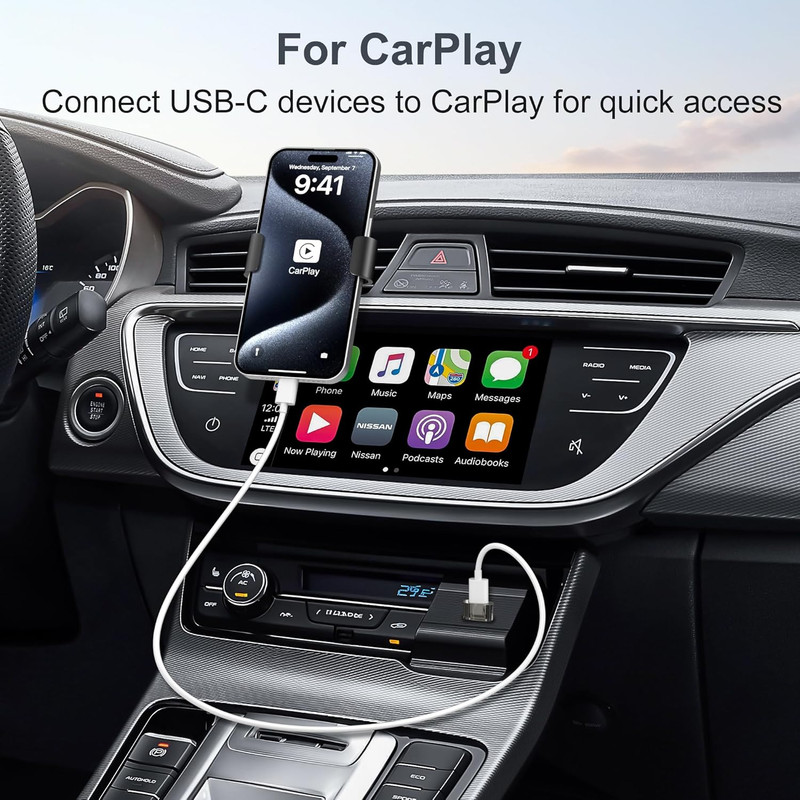 USB to USB C Adapter for Carplay 3Pack,Usbc Car Charger Type C Female to USBA Ma gallery