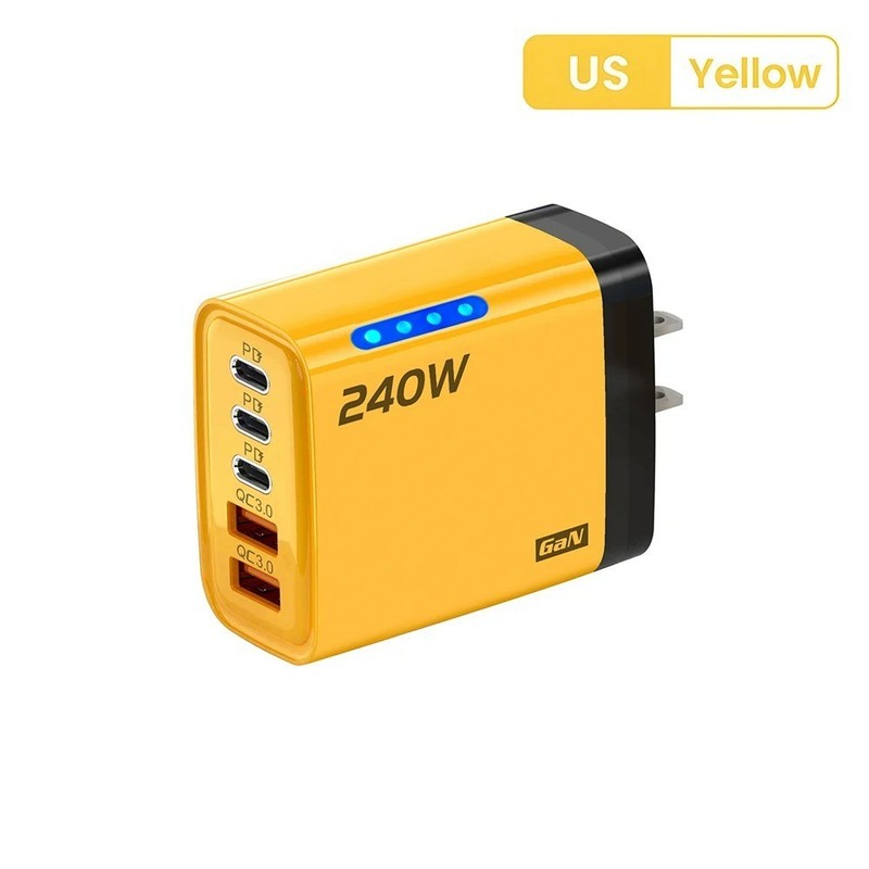 240W GaN USB-C 5-in-1 Fast Charger For iPhone Samsung Xiaomi EU/US Plug gallery