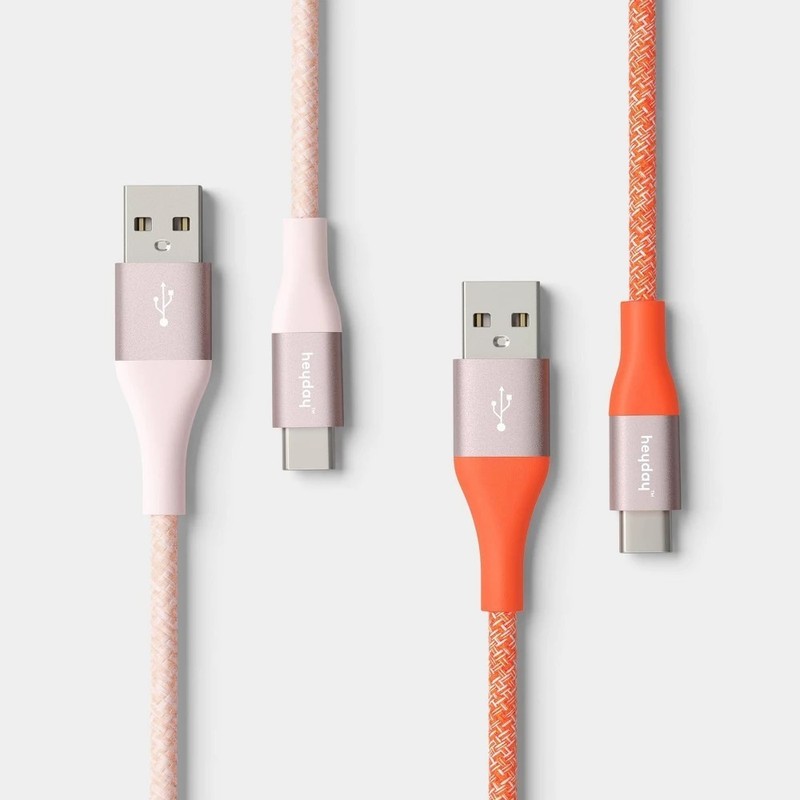 4ft USB-a to USB-C Braided Cable 2pk – Heyday™ Cosmetic Pink Poppy