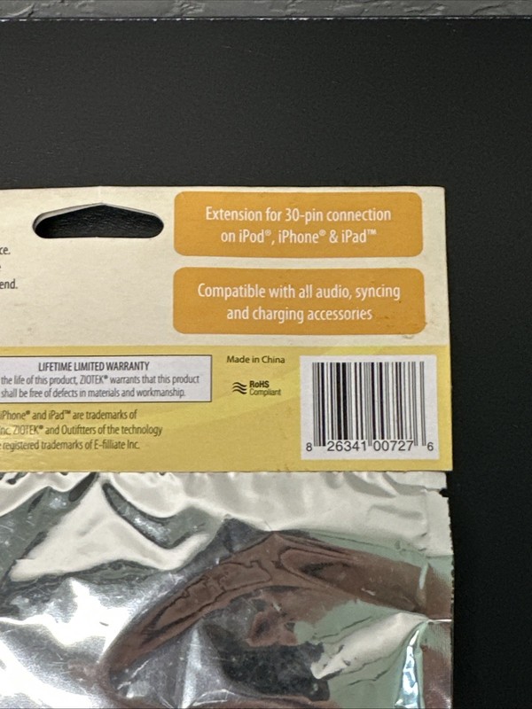 Ziotek Dock Extension Cable For iPhone, iPod, iPad 2 Ft New Sealed gallery