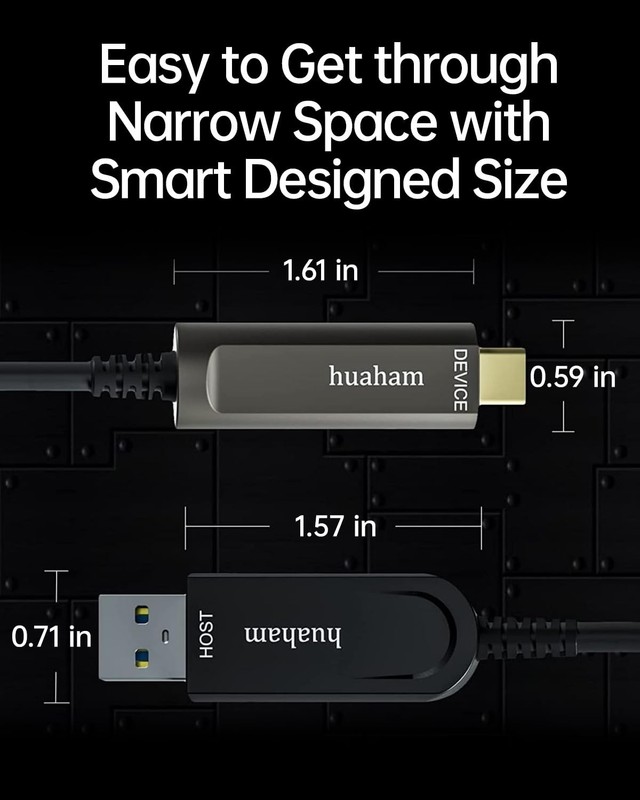 33FT USB A to USB C Right Angle Fiber Optic Cable, 10Gbps USB 3.2 Gen2, Ultra Sl gallery
