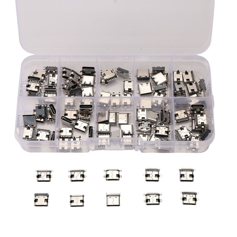 100Pcs/Lot 10Models Type-C USB Charging Dock Connectors Mix 6Pin and 16Pin8208 gallery