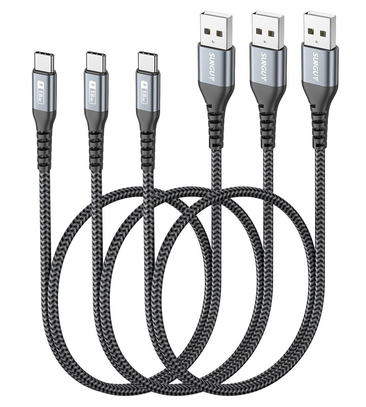 3Pack Grey USB C to USB C Cable 1.5FT Fast Charging Data Transfer 3A