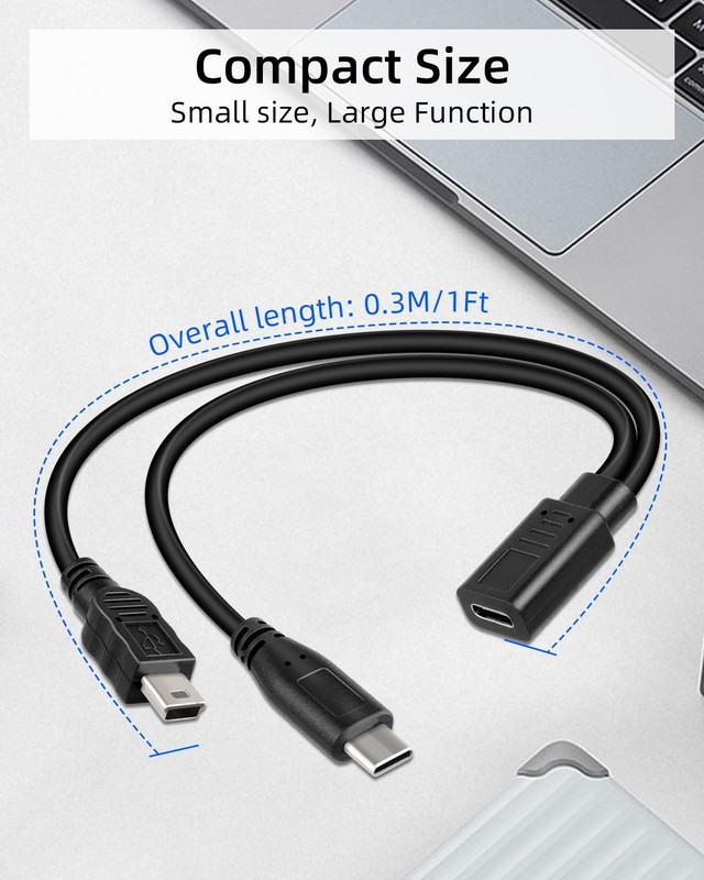 USB Splitter 1 in 2 Out Short Splitter Female to Mini USB & Cable, Only Charg... gallery