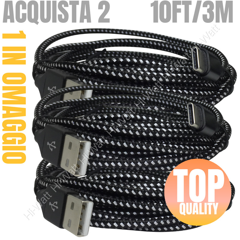 Braided USB C Type C Fast Charger Cable 10Ft For Samsung Galaxy S20 S21 S10 Cord