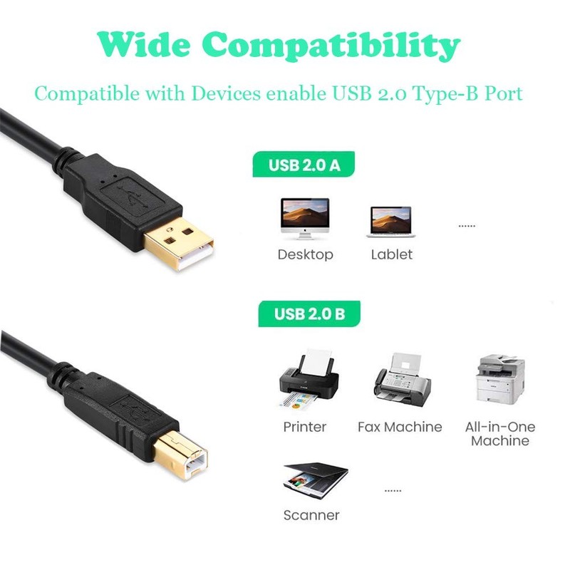 USB Printer Cable USB 2.0 Type A Male to B Male Printer Scanner Cable Cord fo... gallery