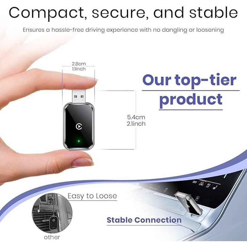 Wireless CarPlay Adapter for iPhone Convert Wired to Wireless Apple CarPlay Mini gallery