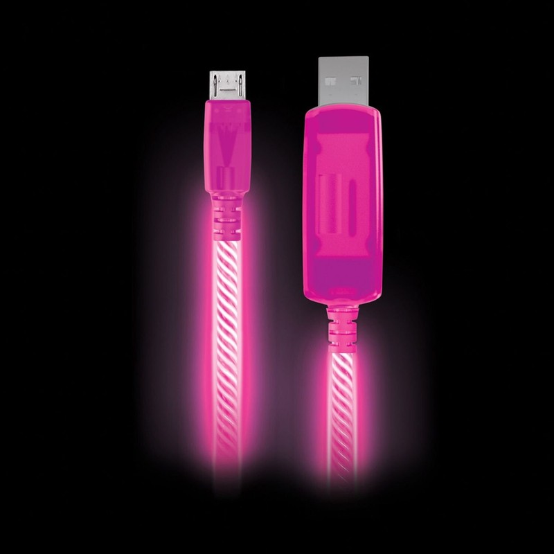 10x Micro USB Cable Charge Sync Pink Light up Pulse Electroluminescent V2 3 Feet gallery