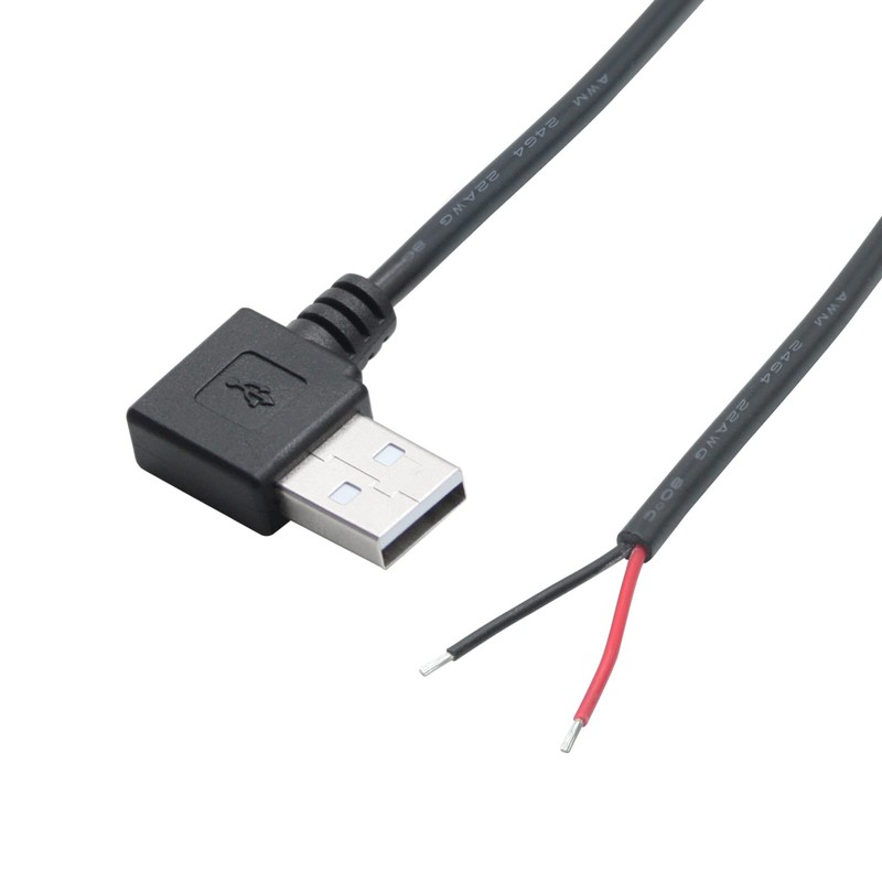 Short USB 2.0 Male Plug 2 Pin Bare Wire 90 Degree 30cm/11.8in Pigtail 4 PCS gallery