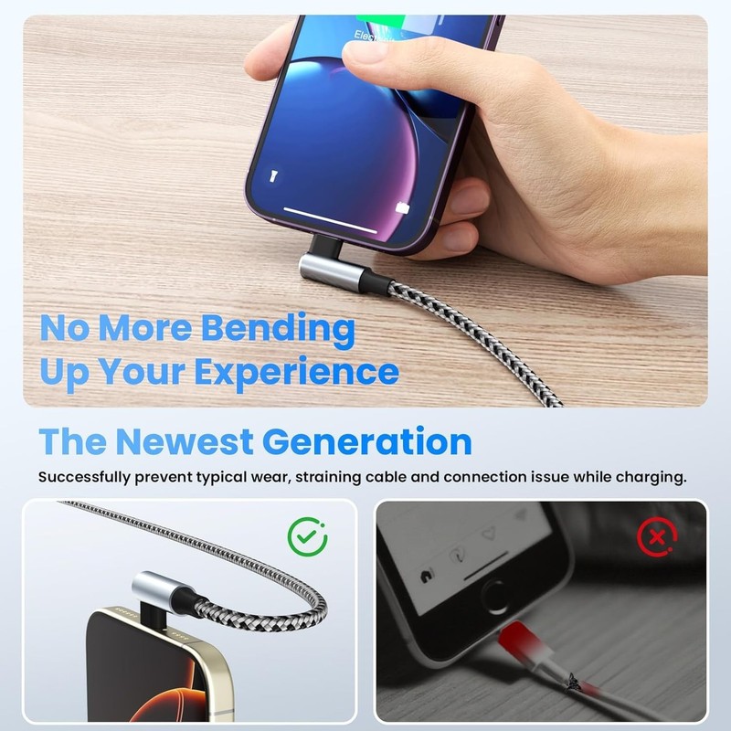 USB to USB C Right Angle Cable, 90 Degree USB Type C Braided Charging Cord 2p... gallery