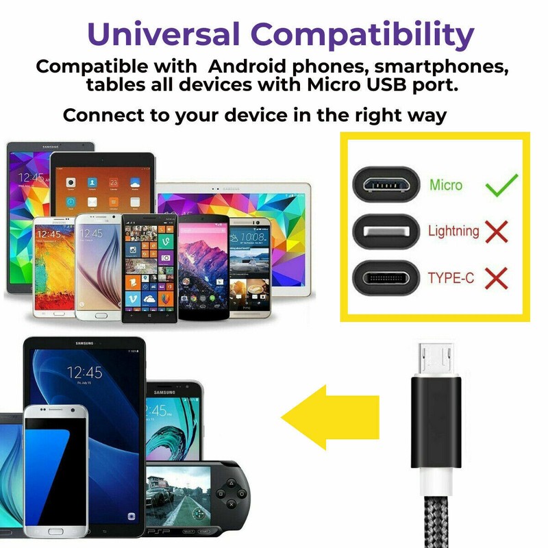 Micro USB Fast Charger Data Sync Cable Braided Cord For Samsung Android 3 6 10FT gallery