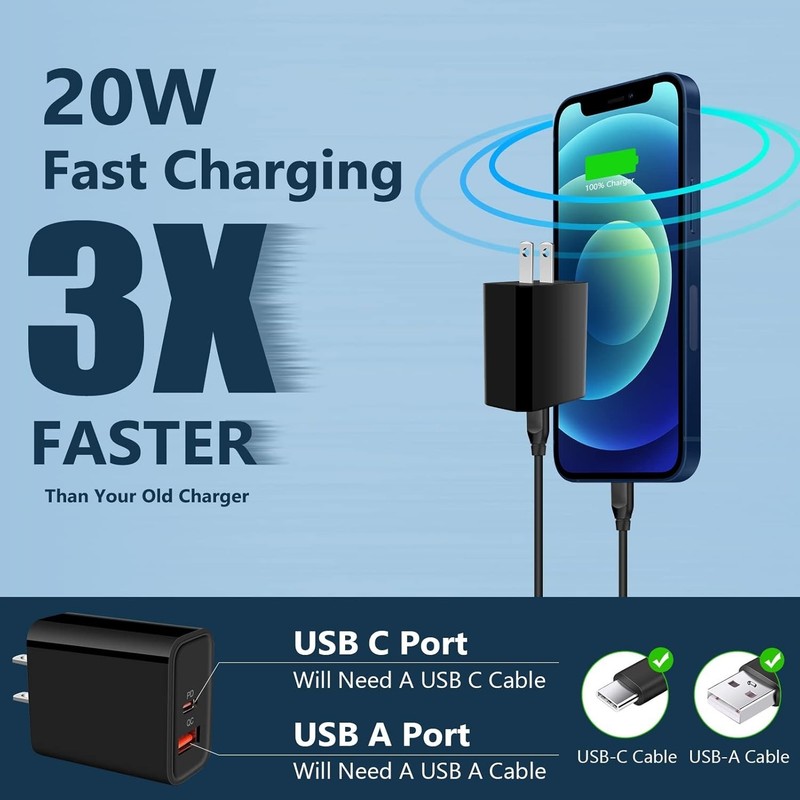 Travel-Friendly 20W USB-C Charger & 6ft Fast Charging Cable - Durable & Safe gallery