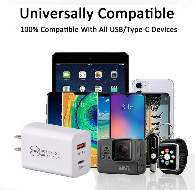 PD 20W USB-C Dual Port Adapter Wall Charger For iPhone 12 13 14 Pro Max SAMSUNG gallery