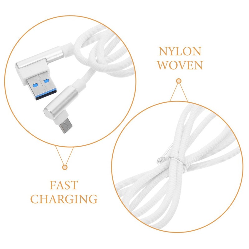 2Pcs Fast Charging Micro USB Cable Braided Nylon Double Elbow Durable for Gaming gallery